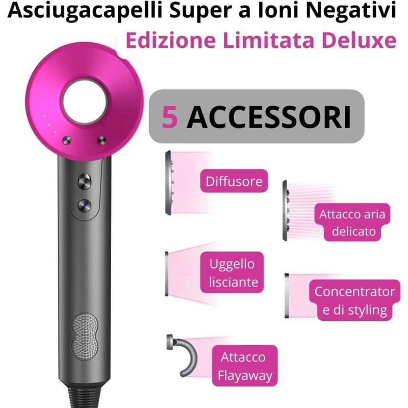 Asciugacapelli Ionico Professionale con 5 Accessori