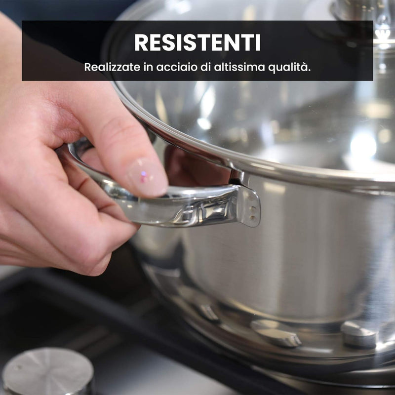 Batteria di Pentole in Acciaio da 10pz Cucina Italiana