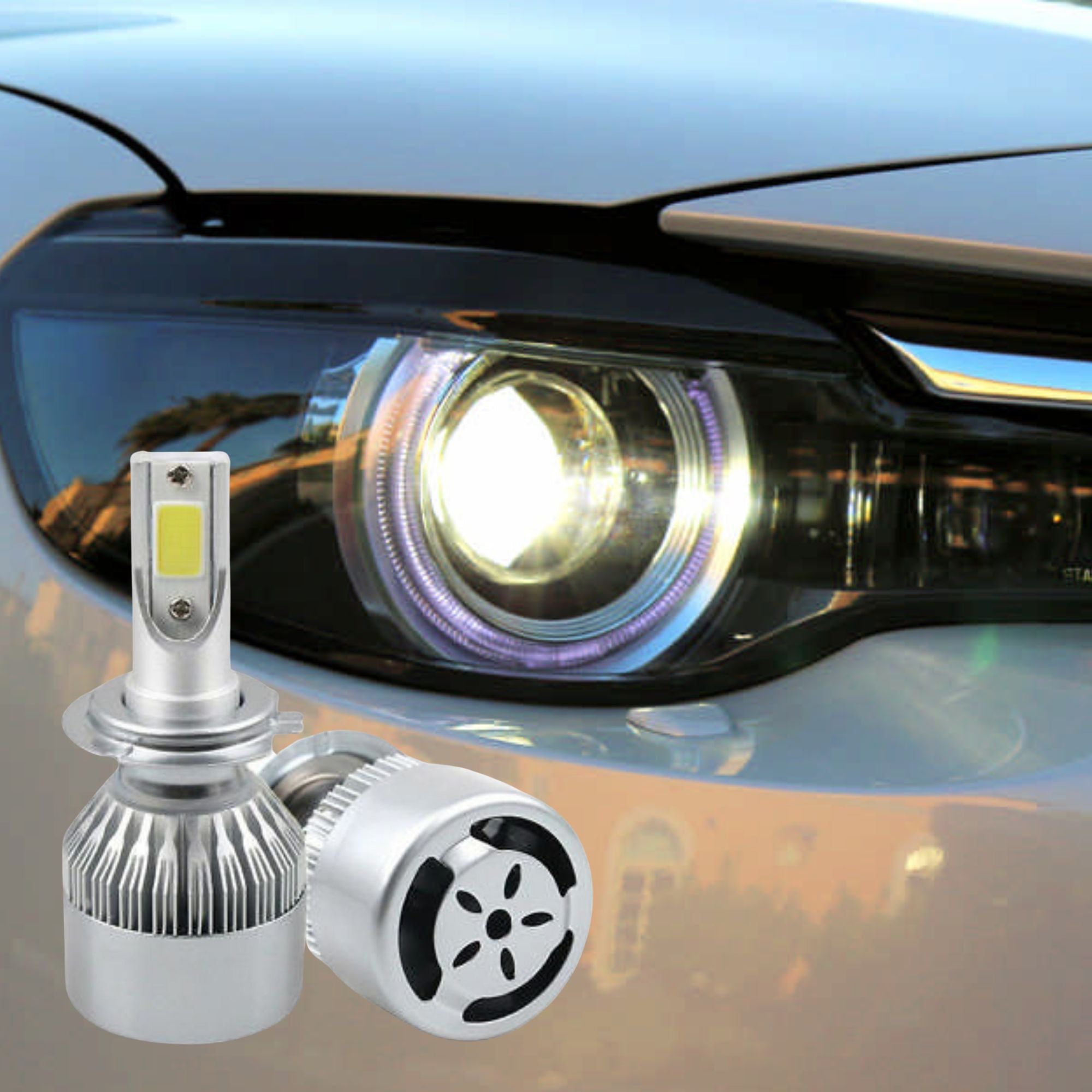 Kit de luces LED C6 H7, de 3800 lm, 36 W, 6000 K, blanco frío, para coche y  moto : : Coche y moto