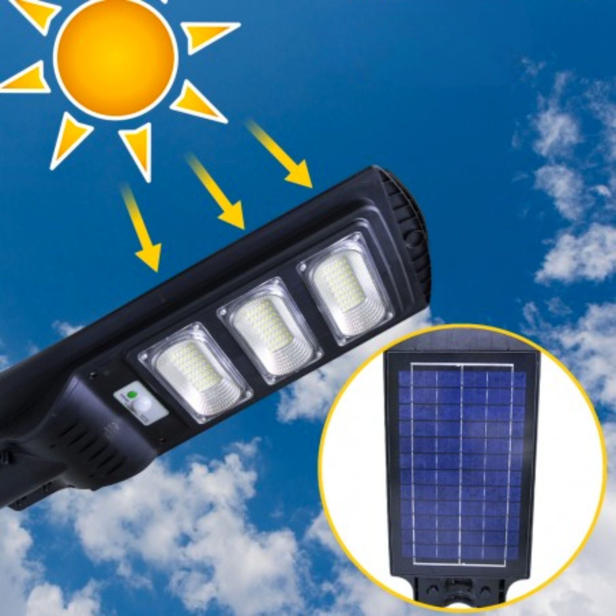 Elettrico-store materiale elettrico online al miglior prezzo - Faro Lampione  Stradale LED Pannello Solare 90W Crepuscolare Luce Bianca