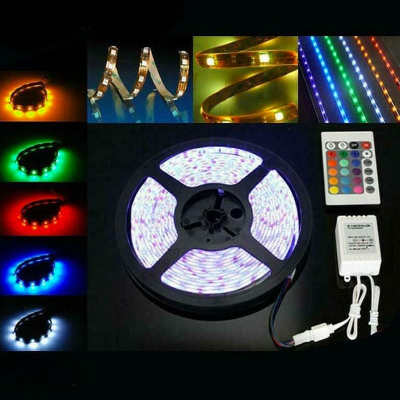 Striscia LED Multicolore 5m con Telecomando e Alimentatore